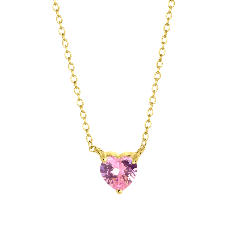 Zilveren goldplated ketting met hanger hart met zirkonia voor dames