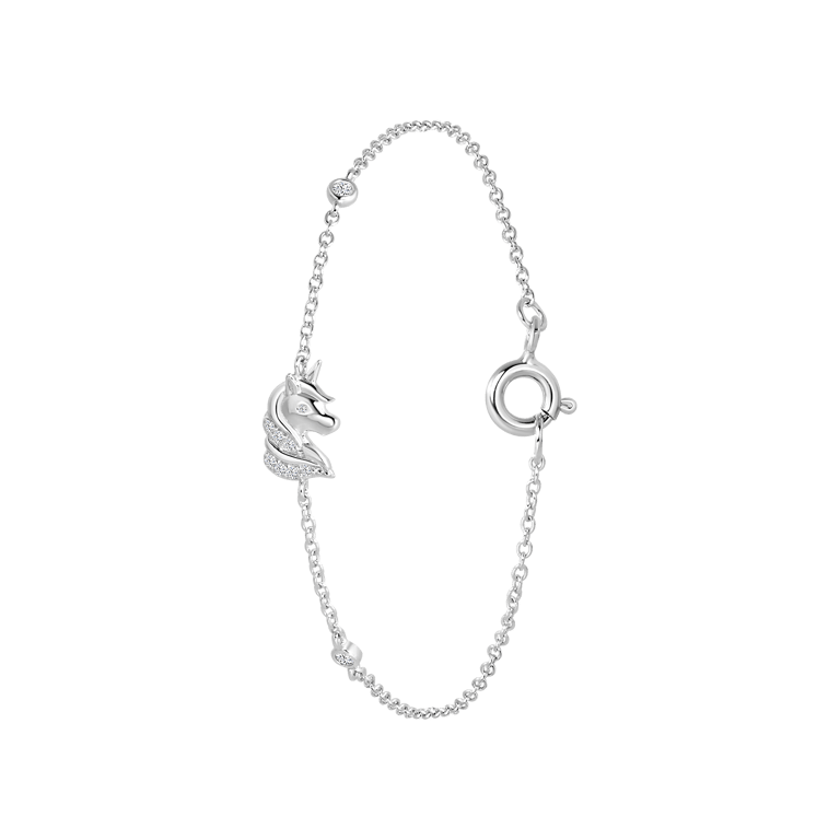 Kinderarmband, 925 Silber, Einhorn, Zirkonia