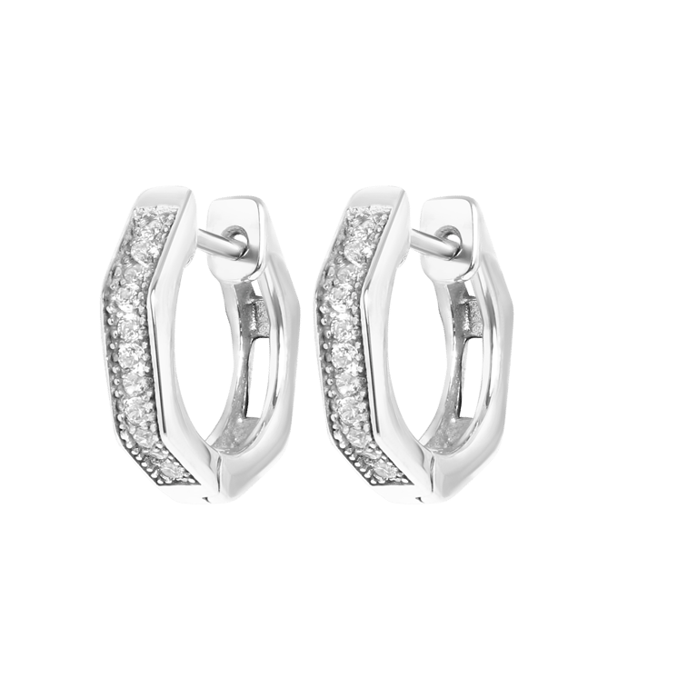 Stalen oorbellen met zirkonia steentjes