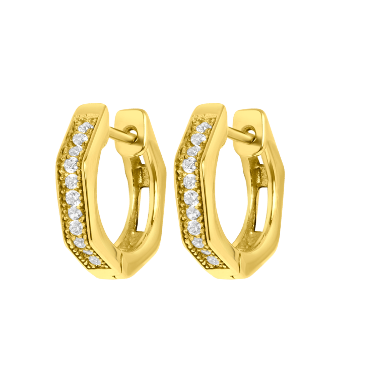 Bijoux goudkleurige oorringen met zirkonia voor dames