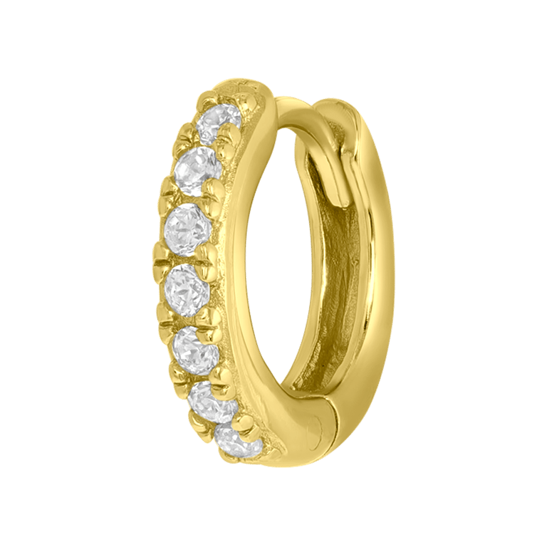 Zilveren goldplated helixpiercing met zirkonia voor dames