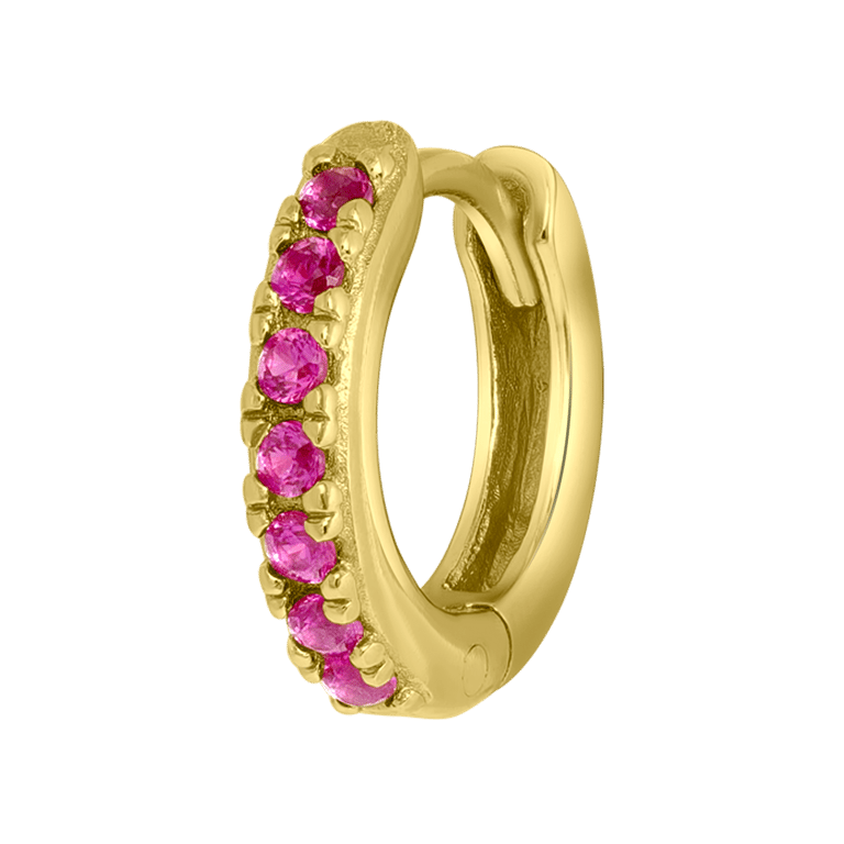 Helix-Piercing, 925 Silber, vergoldet, Zirkonia in Fuchsia