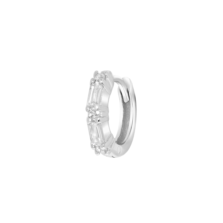 Zilveren gold helixpiercing baguette zirkonia