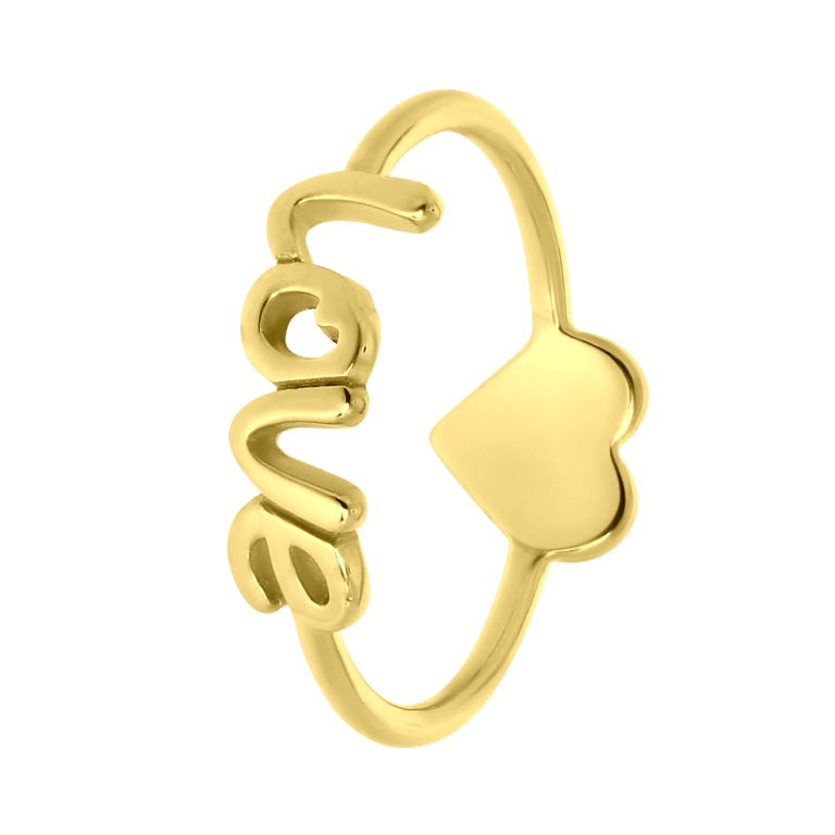 Zilveren goldplated ring heart-love