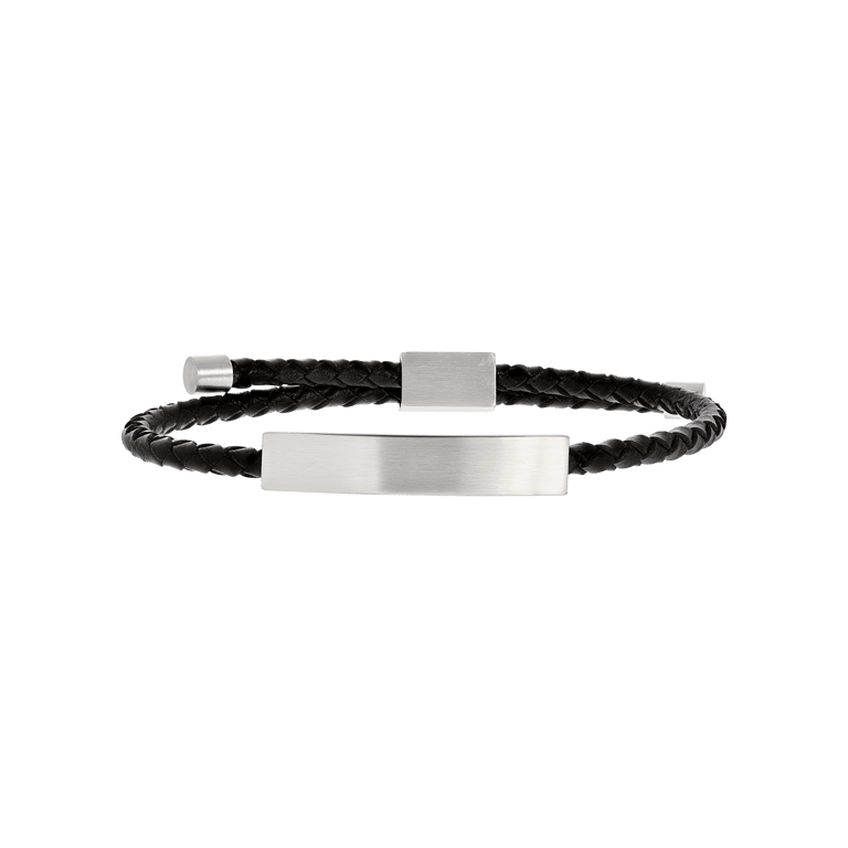 Plattenarmband für Herren, Edelstahl matt, schwarz