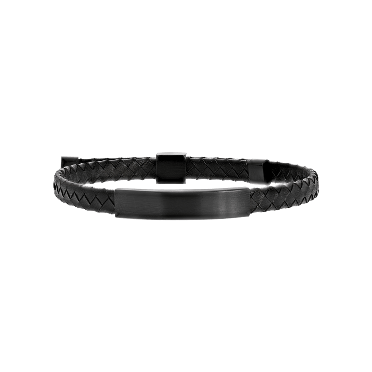 Plattenarmband für Herren, Edelstahl matt, schwarz