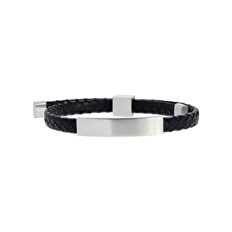 Plattenarmband für Herren, Edelstahl matt, blau