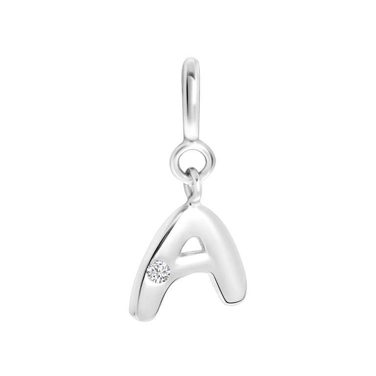 Zilveren goldplated letterhanger met zirkonia voor dames