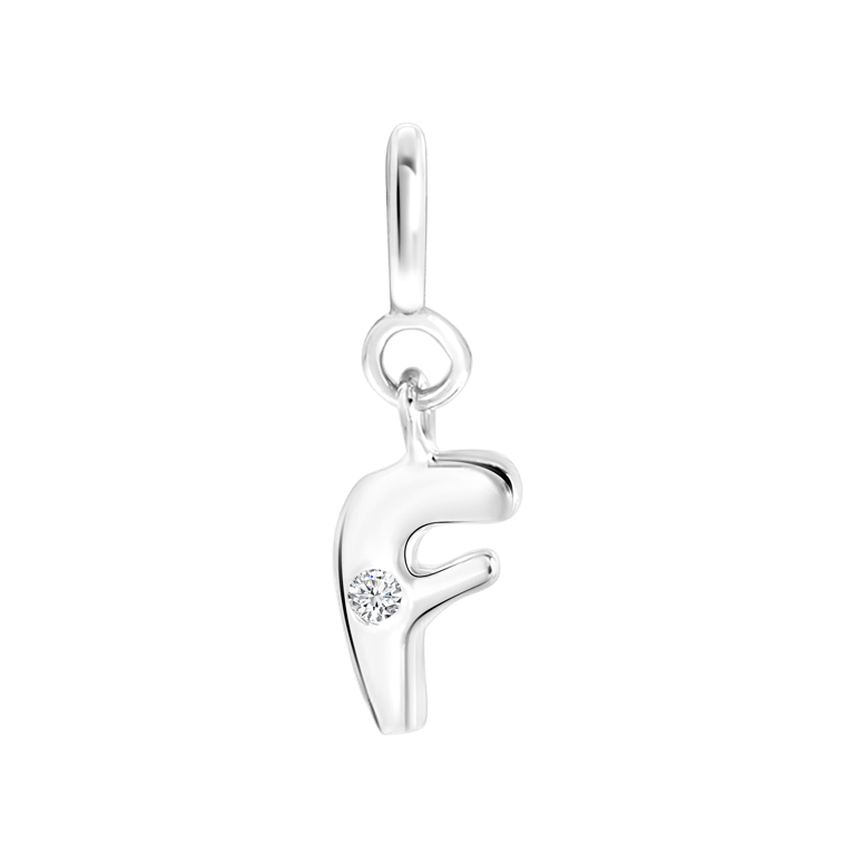 Zilveren goldplated letterhanger met zirkonia voor dames