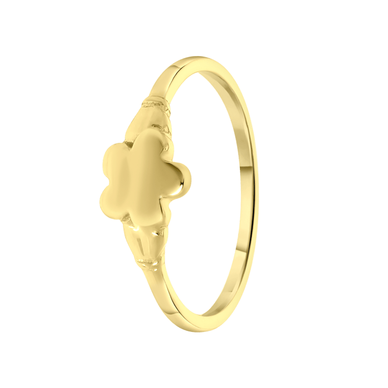 Zilveren goldplated zegelring bloem voor dames