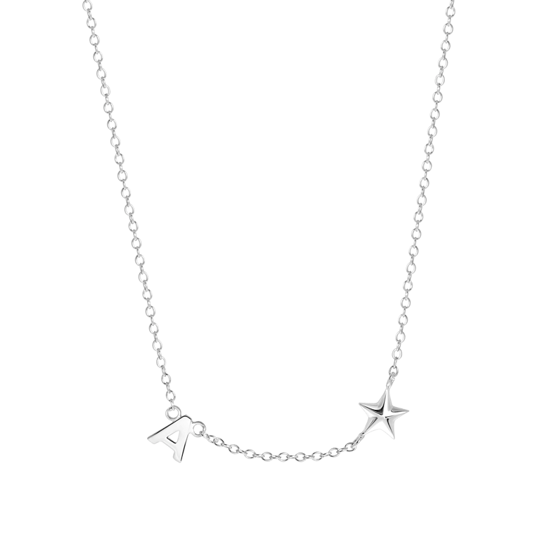 Halskette, 925 Silber, Buchstabe/Stardust