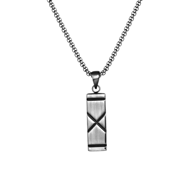 Halskette für Jungen, Edelstahl, mit Plattenanhänger und Kreuz