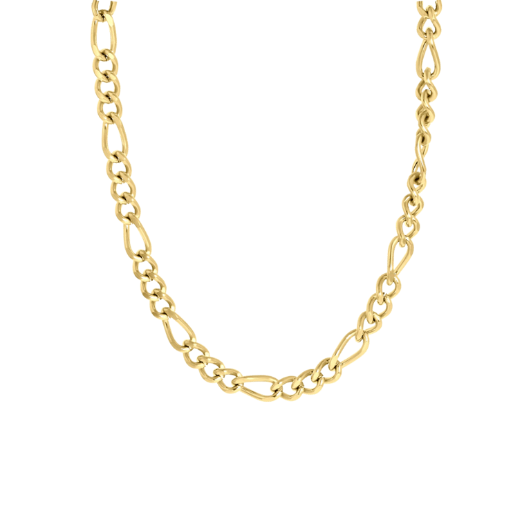 Gerecycled stalen goldplated ketting met figaroschakel