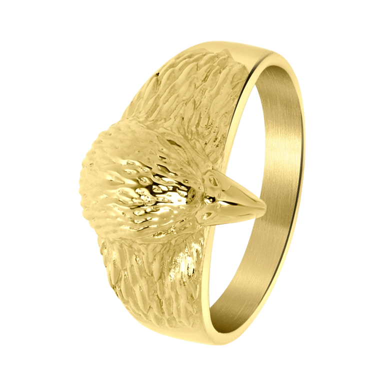 Gerecycled stalen goldplated ring adelaar