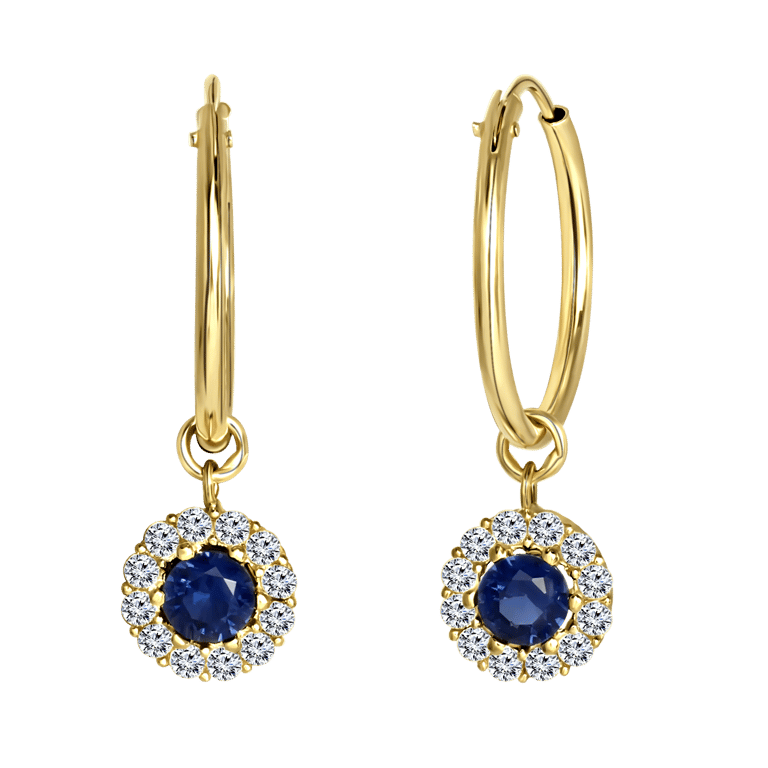 14K geelgouden oorbellen blauw/wit zirkonia