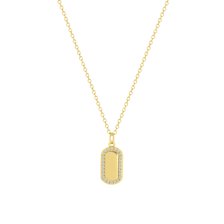 Halskette, recyceltes Silber, vergoldet, Zirkonia