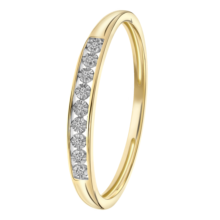 18 Karaat geelgouden ring met diamant 0,02ct