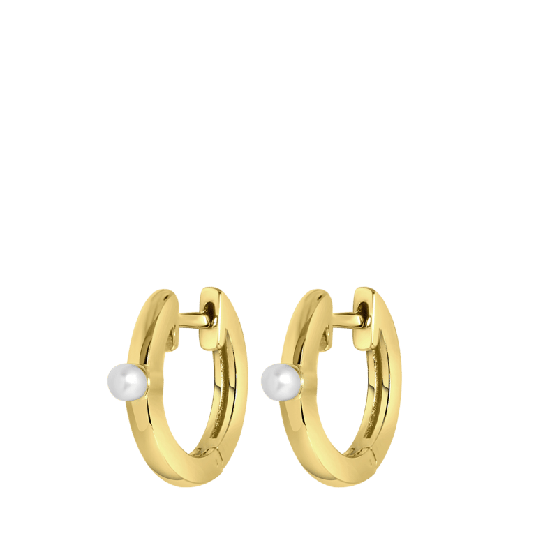 Zilveren goldplated oorringen met parel voor dames