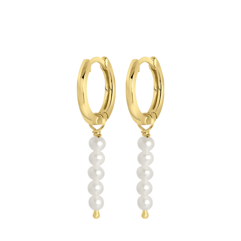Zilveren goldplated oorringen met parel voor dames