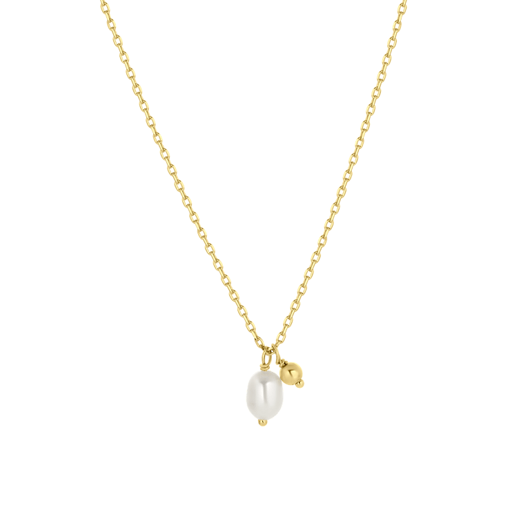 Zilveren goldplated parelketting voor dames
