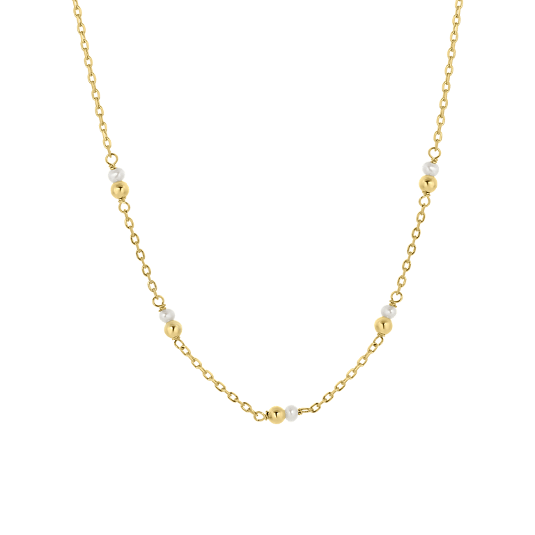 Zilveren goldplated ketting met hanger met parel voor dames