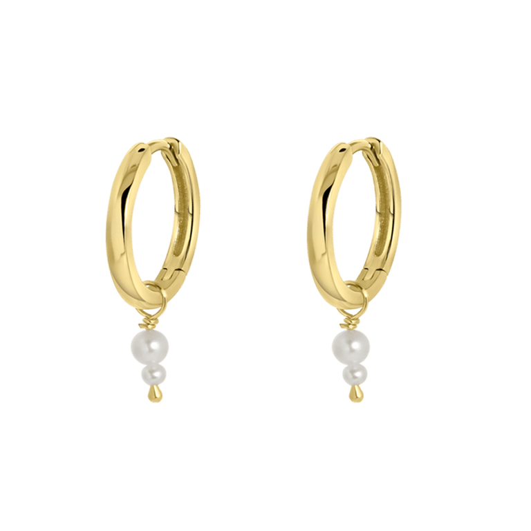 Zilveren goldplated oorringen met parel voor dames
