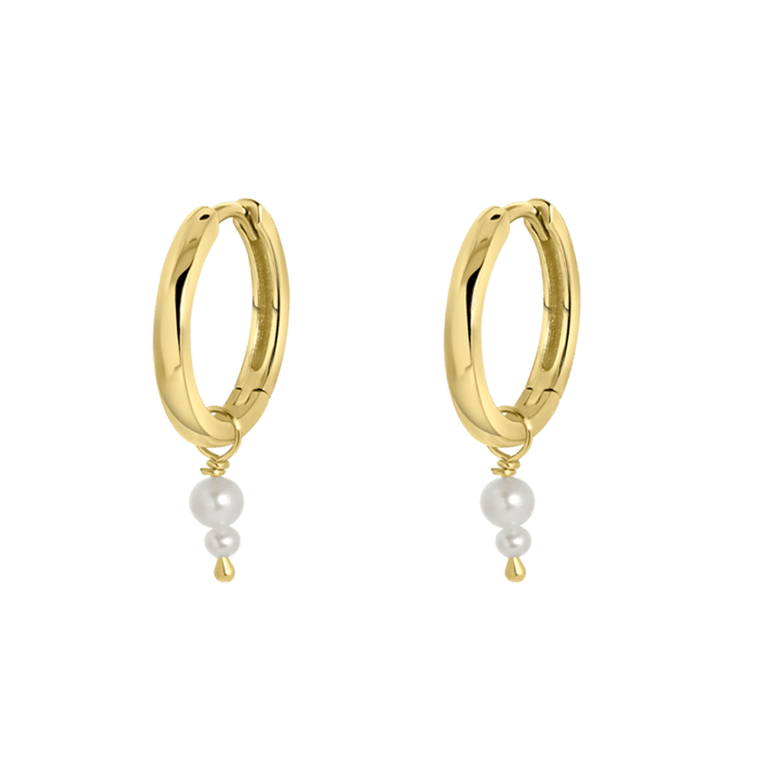 Zilveren goldplated oorringen met zoetwaterparels