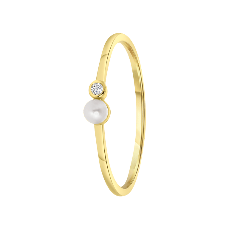 Zilveren goldplated ring met parel voor dames