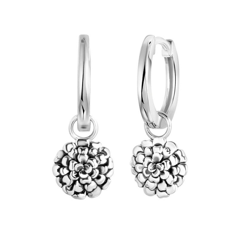 Ohrringe, 925 Silber, Geburtsblume