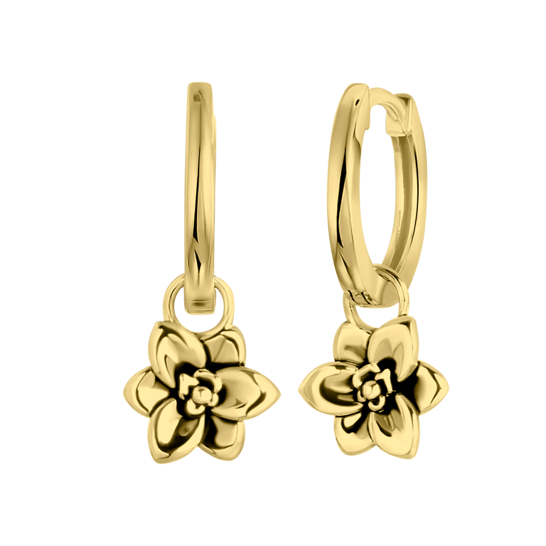 Zilveren goldplated oorbellen geboortebloem