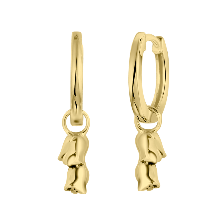 Zilveren goldplated oorringen met hanger geboortebloem voor dames