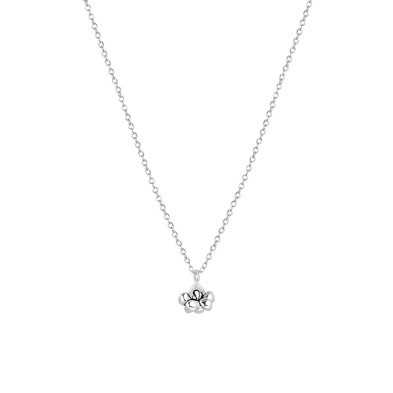 Zilveren ketting&hanger geboortebloem