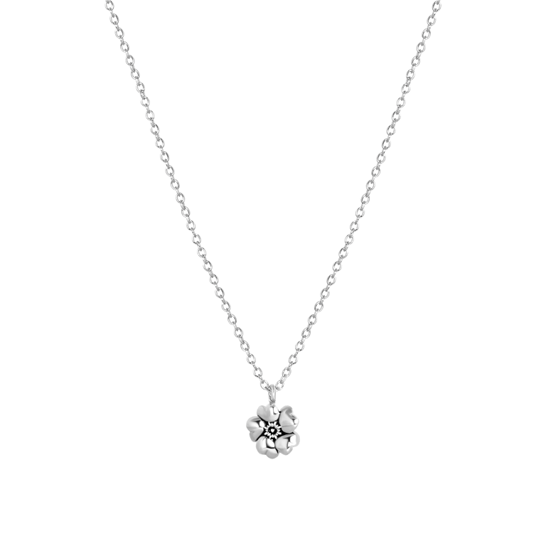 Zilveren ketting&hanger geboortebloem