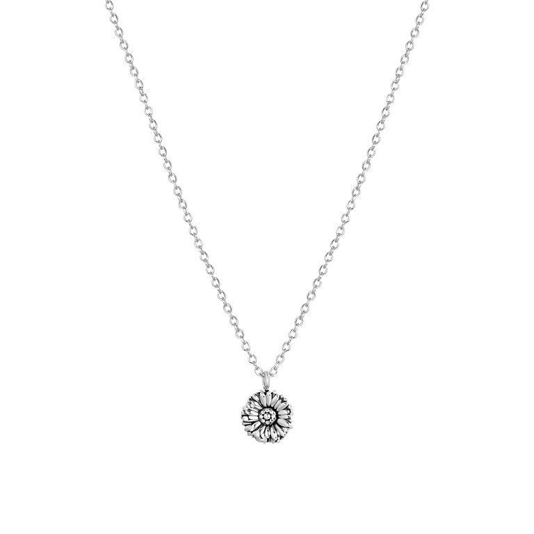 Zilveren ketting&hanger geboortebloem