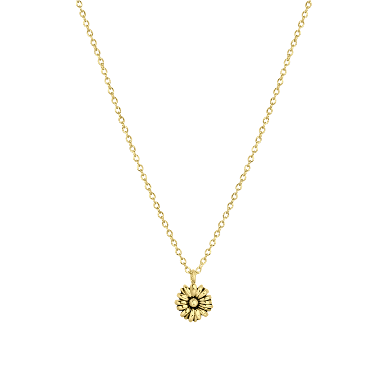 Zilveren goldplated ketting met hanger geboortebloem voor dames