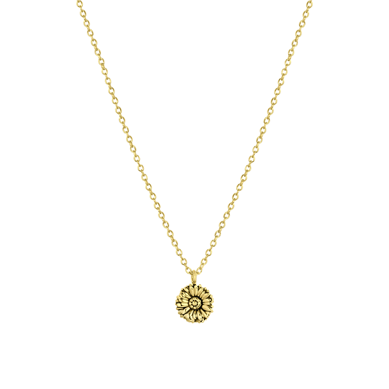 Zilveren goldplated ketting met hanger geboortebloem voor dames