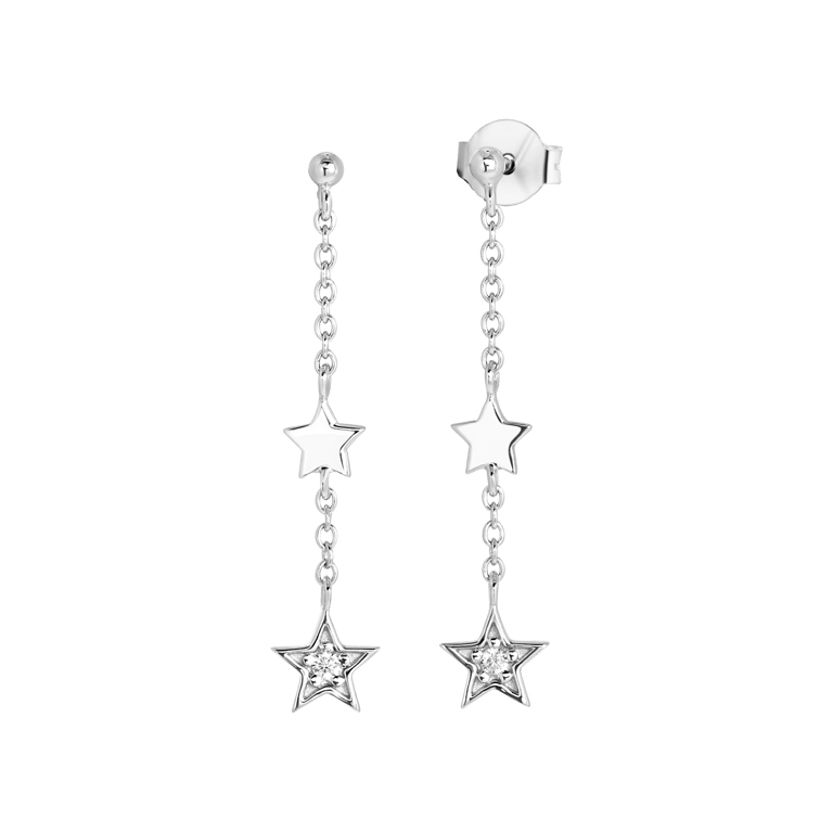 Ohrstecker, 925 Silber, mit Anhänger, Stern, Zirkonia