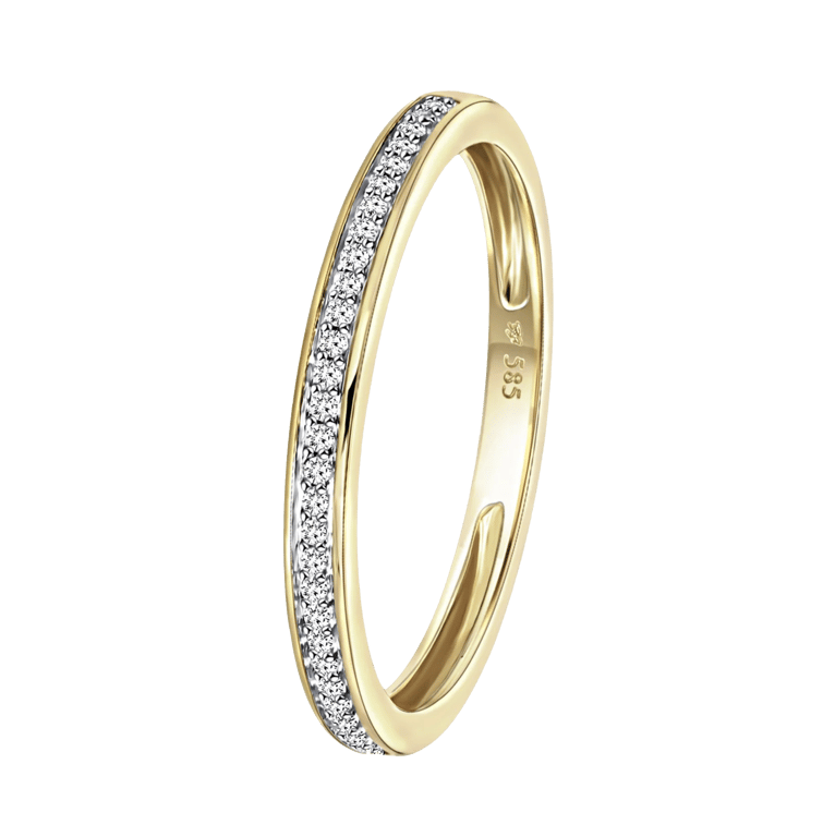 Schienenring, 585 Gelbgold, 29 Diamanten 0,08 ct