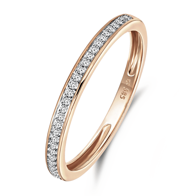 Schienenring, 585 Rotgold, 29 Diamanten 0,08 ct