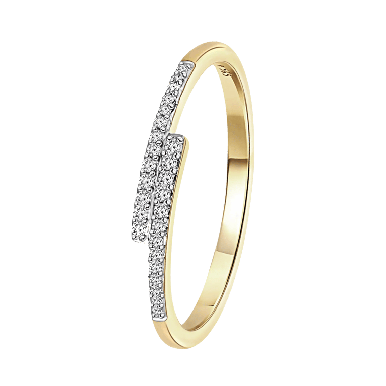 14 Karaat geelgouden ring 26 diamanten 0,08ct