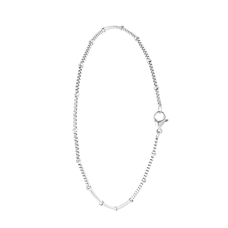 Gerecycleerd stainless steel enkelband met fantasie schakel