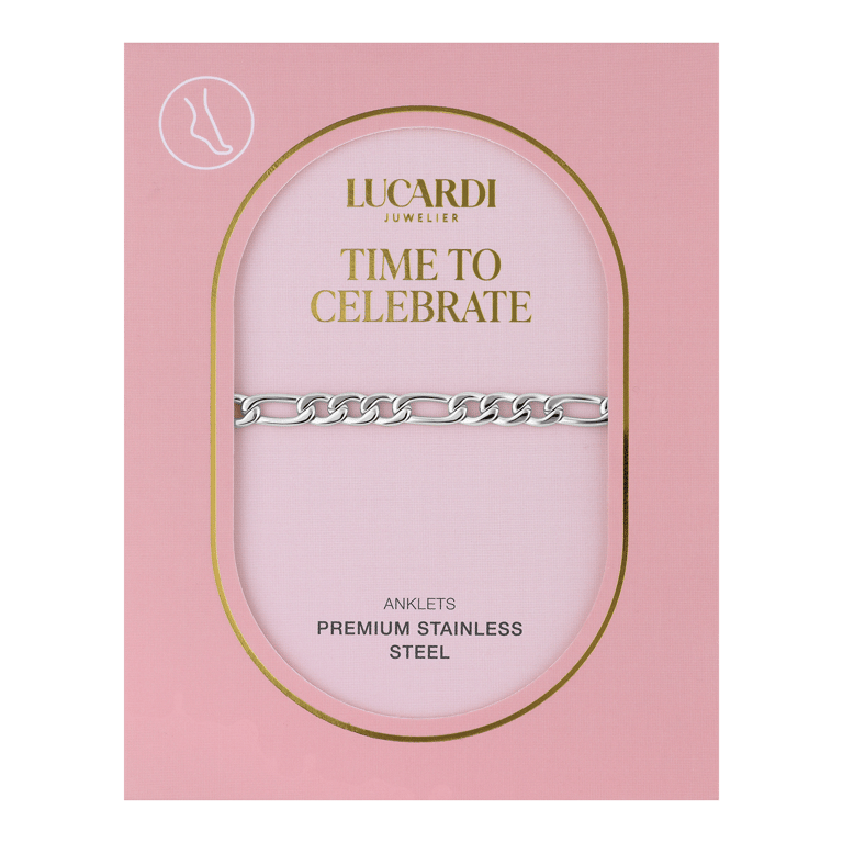 Gerecycleerd stainless steel enkelband met figaro schakel