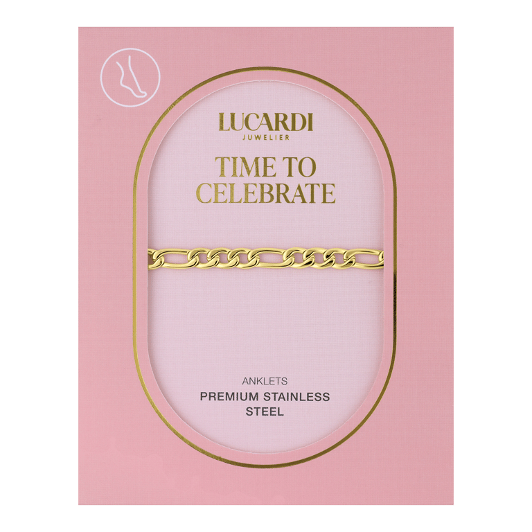 Gerecycleerd stainless steel goldplated enkelbandje figaro schakel