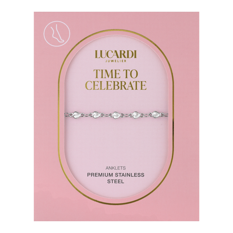 Gerecycleerd stainless steel enkelband met hartjes