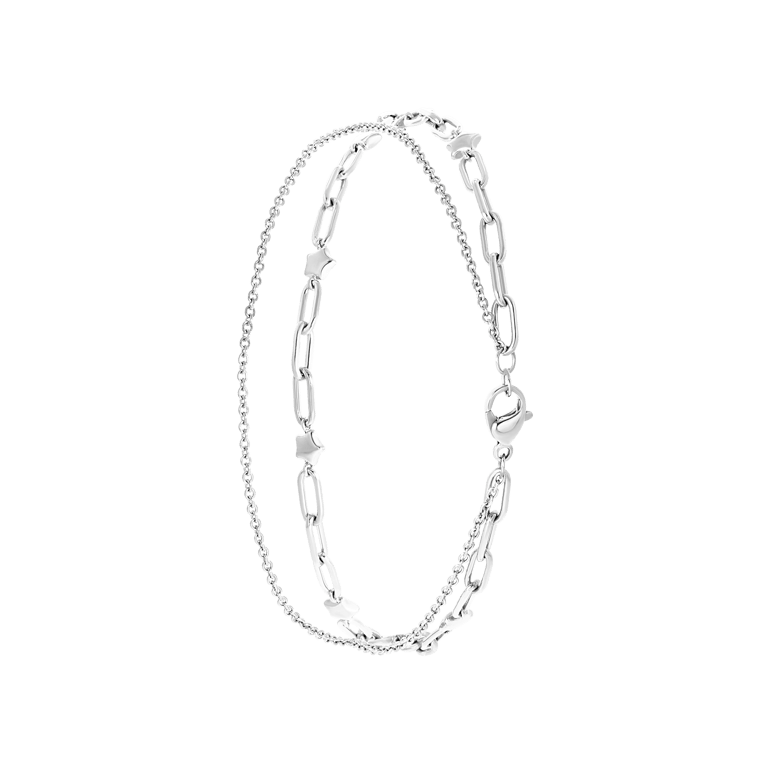 Gerecycled dubbele stainless steel enkelbandje met sterren