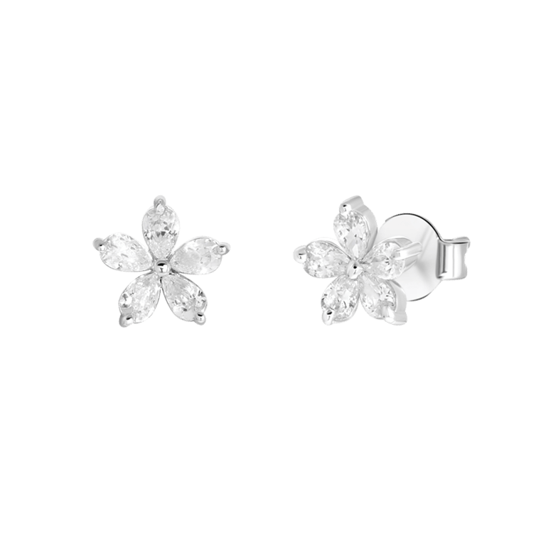 Ohrstecker, 925 Silber, Blume, mit Zirkonia