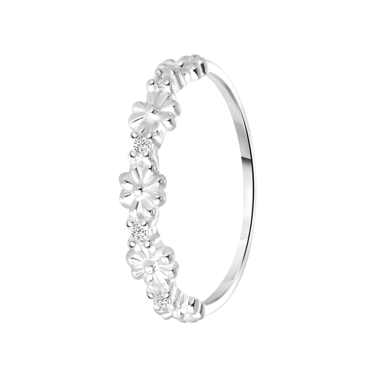 Ring, 925 Silber, Blumen, Zirkonia