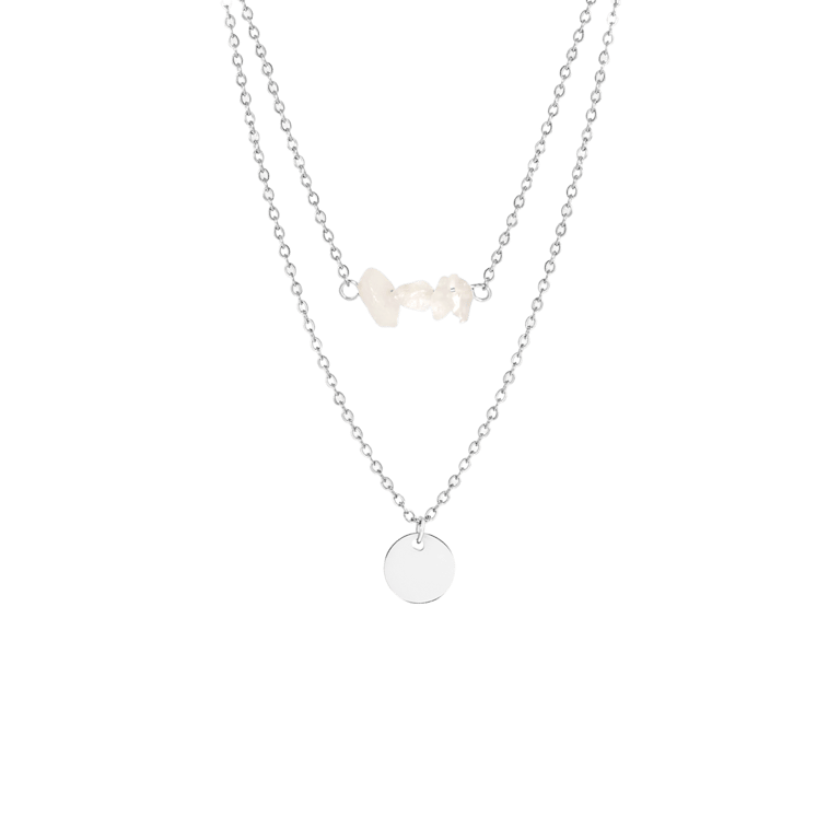LuLu Jewels stainless steel ketting met muntje en rozenkwarts voor dames