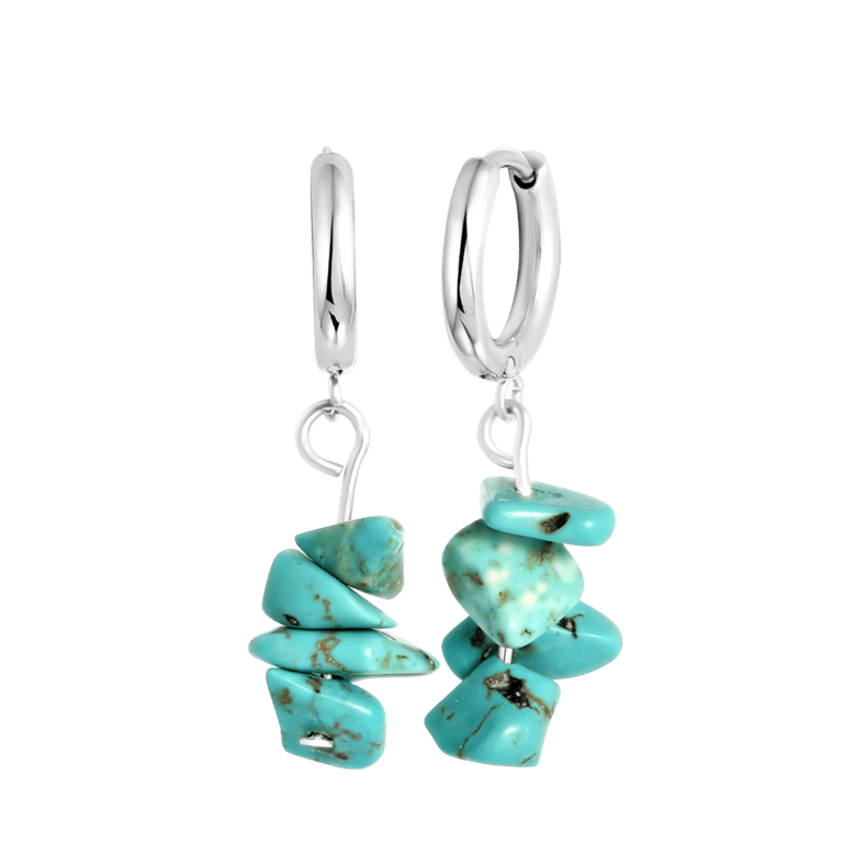 Stalen oorbellen met turquoise