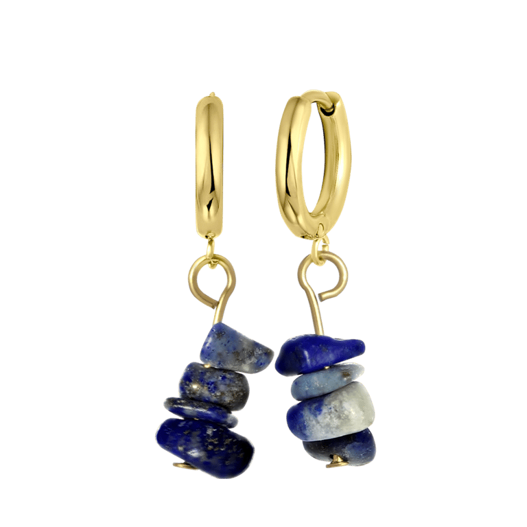 Ohrringe, Edelstahl, vergoldet, mit Lapis Lazuli